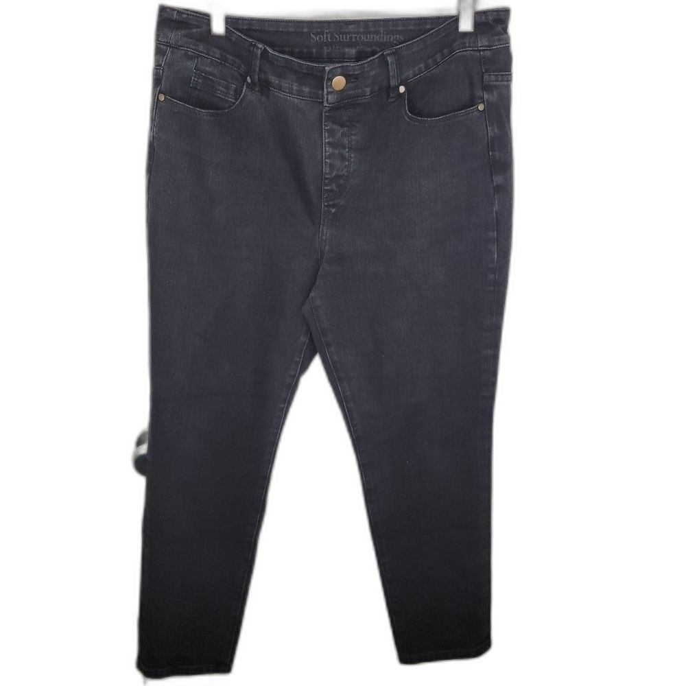 Soft Surroundings 5 pocket washed black legging jeans size petite medium